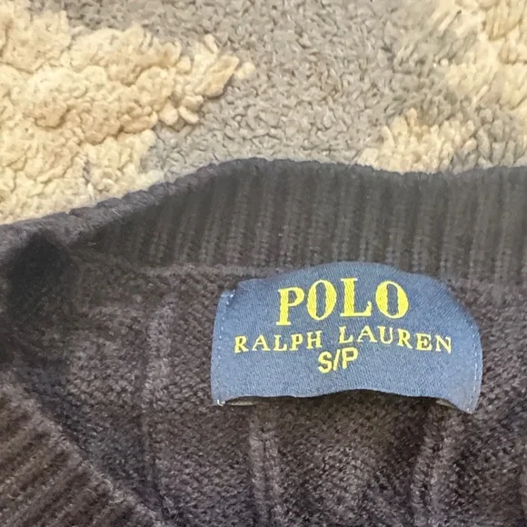 Polo by Ralph Lauren Black Cable-Knit Button Cardigan with Logo - Picture 2 of 4